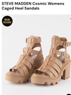 Steve Madden Cosmic Chunky Caged Heels in Tan
